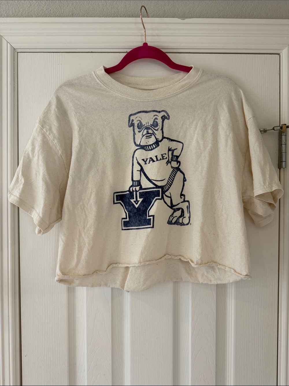 Yale Cream Bulldog Graphic Crop Top, Officially Licensed